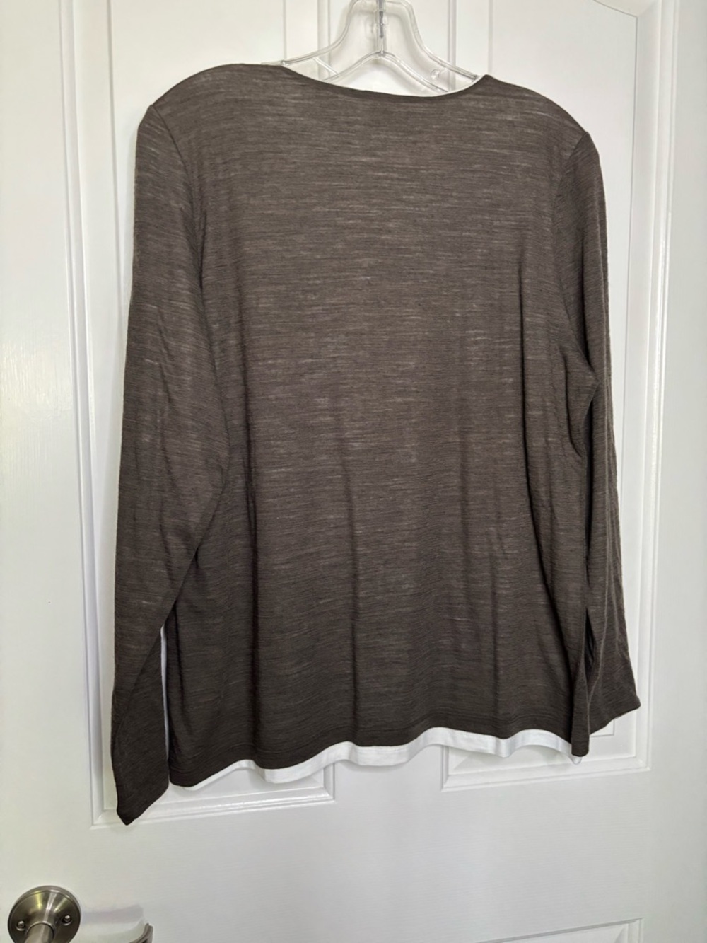 NWT YC Womens Wool blend Long Sleeve Layered Hem Top - Brown/white Sz 4,6 and 10 - Picture 14 of 15